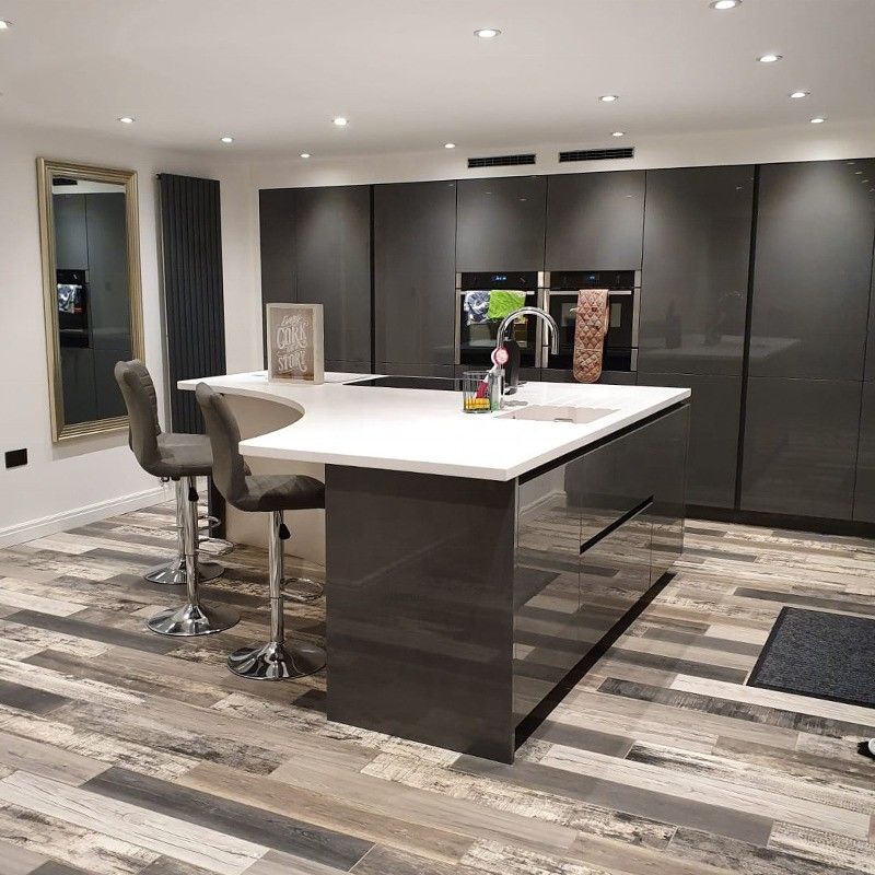 Armário de cozinha brilhante altamente impermeável ODM / OEM para cozinha doméstica estilo de design moderno