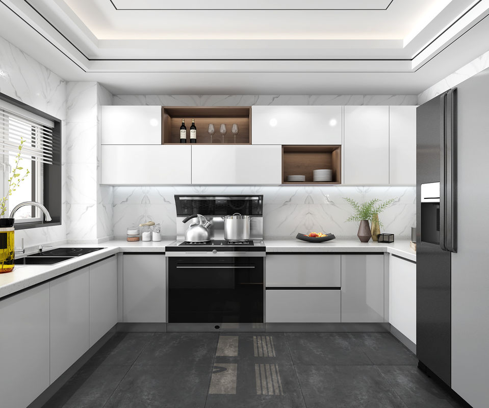 Armário de cozinha brilhante para design de móveis completo