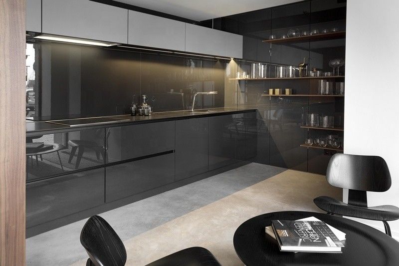 Armário de cozinha brilhante altamente impermeável ODM / OEM para cozinha doméstica estilo de design moderno
