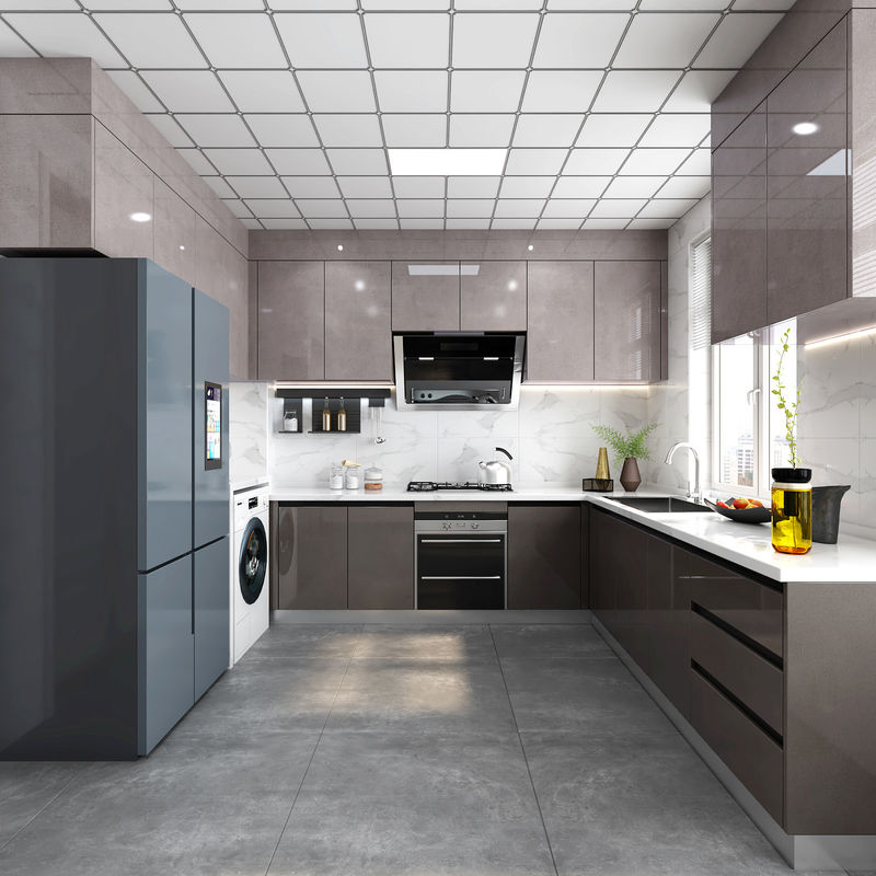 Armário de cozinha brilhante altamente impermeável ODM / OEM para cozinha doméstica estilo de design moderno