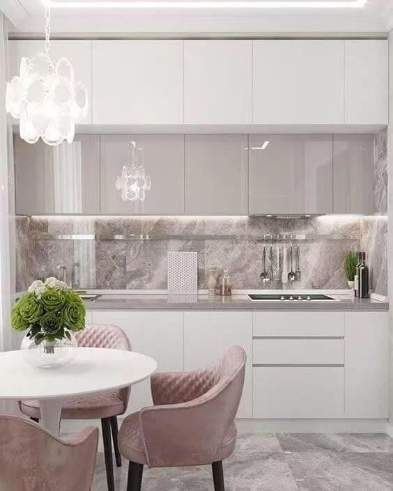 Armário de cozinha brilhante para design de móveis completo