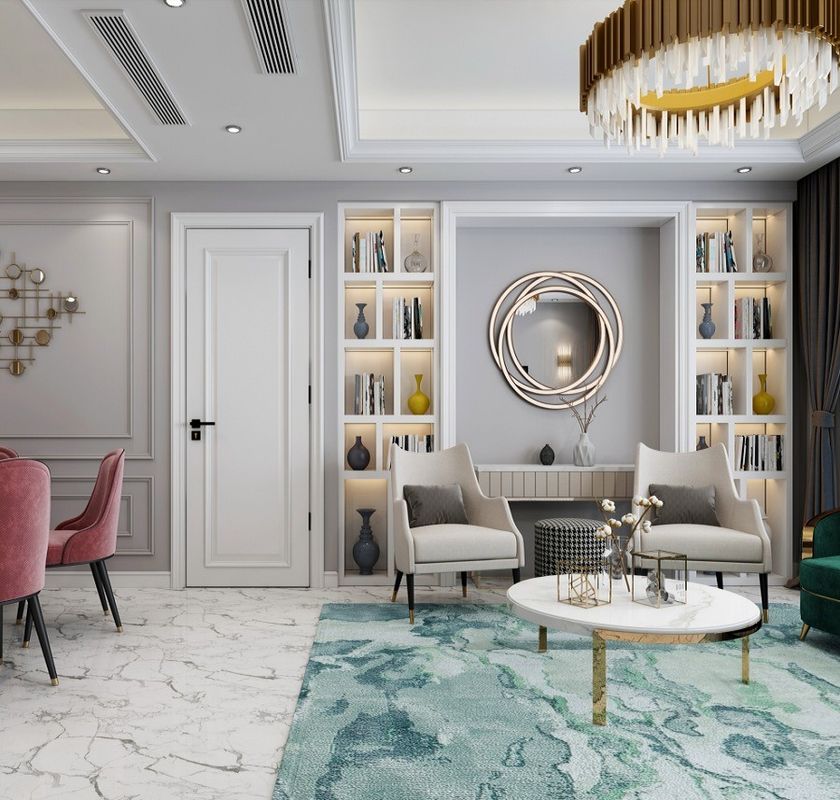 Estilo contemporâneo abertura lateral luxuosa porta interior personalizada com molduras madeira em branco