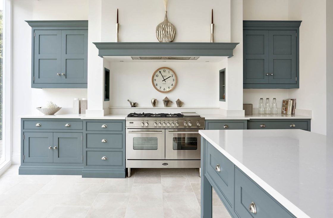 Quartz Stone Countertop Shaker Island Gabinete de cozinha para um olhar luxuoso e moderno