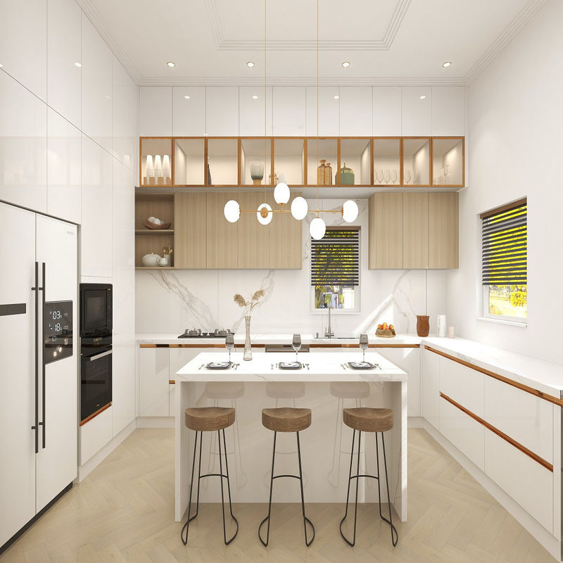 Vantagem durável Armários de cozinha de estilo de design moderno com estilo à prova de fogo à prova de água