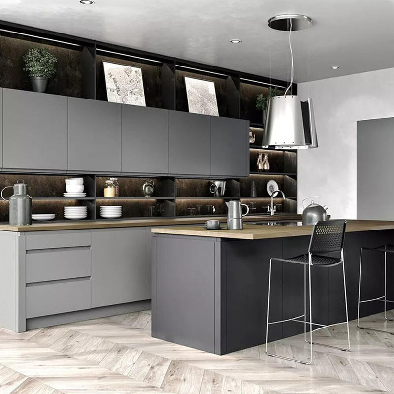 Mobiliário de gabinete personalizado Matte para o final Luxury Villa Modern Design Solid Wood Flat Pack