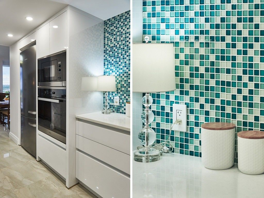 Gabinete de cozinha de cores brilhantes personalizado para limpeza fácil em apartamentos de móveis populares