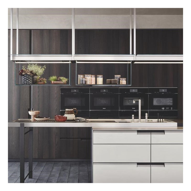 Armários de cozinha modular 2024 Cor de chapa personalizada para cozinha de luxo de madeira moderna