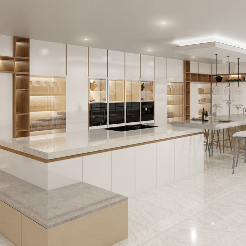 Armários de cozinha à prova d'água à prova d'água de estilo villa europeu
