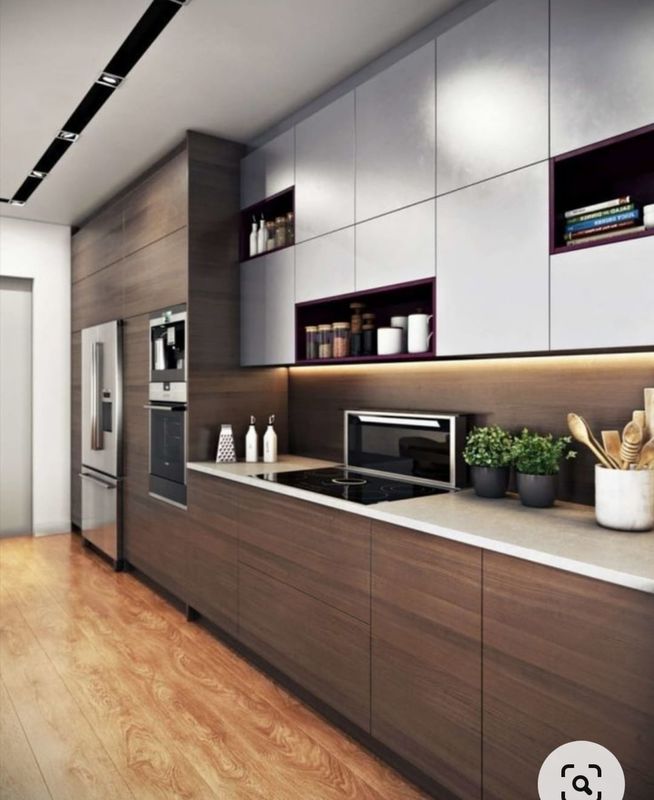 Armários de cozinha de luxo de madeira moderna