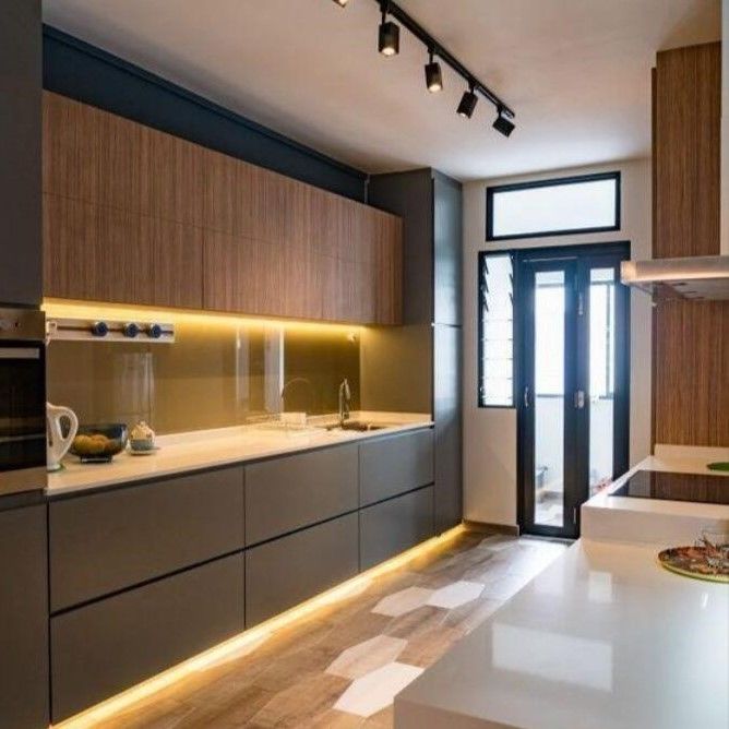 Armários de cozinha de cor de chapa personalizados para villas/apartamentos modernos e duráveis