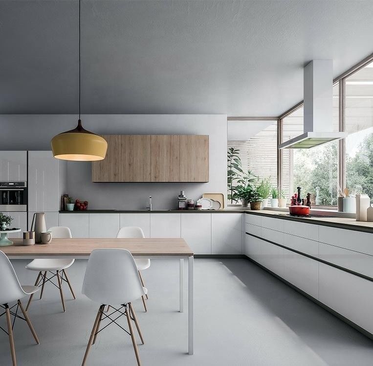 Em todo o mundo estilo chinês de madeira personalizado gabinete branco conjunto para villa / apartamento