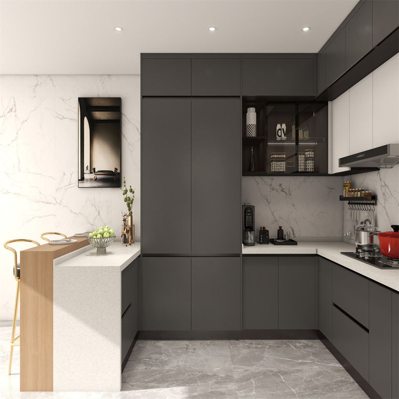 Transforme sua cozinha com armários de madeira cinza personalizáveis e portas de MDF da YALIG