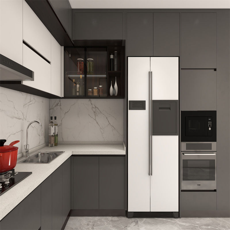 Transforme sua cozinha com armários de madeira cinza personalizáveis e portas de MDF da YALIG