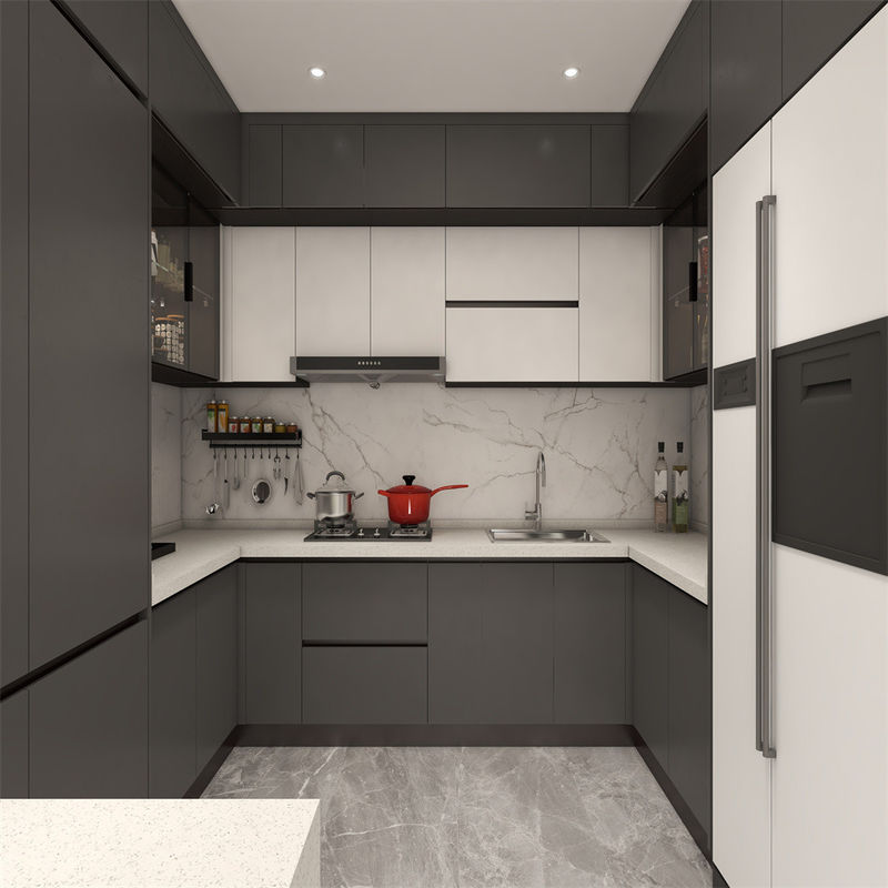 Transforme sua cozinha com armários de madeira cinza personalizáveis e portas de MDF da YALIG