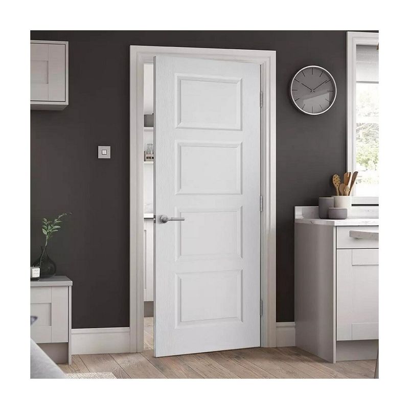 Material MDF de tamanho personalizado Porta de quarto interior branca com armação e abertura lateral