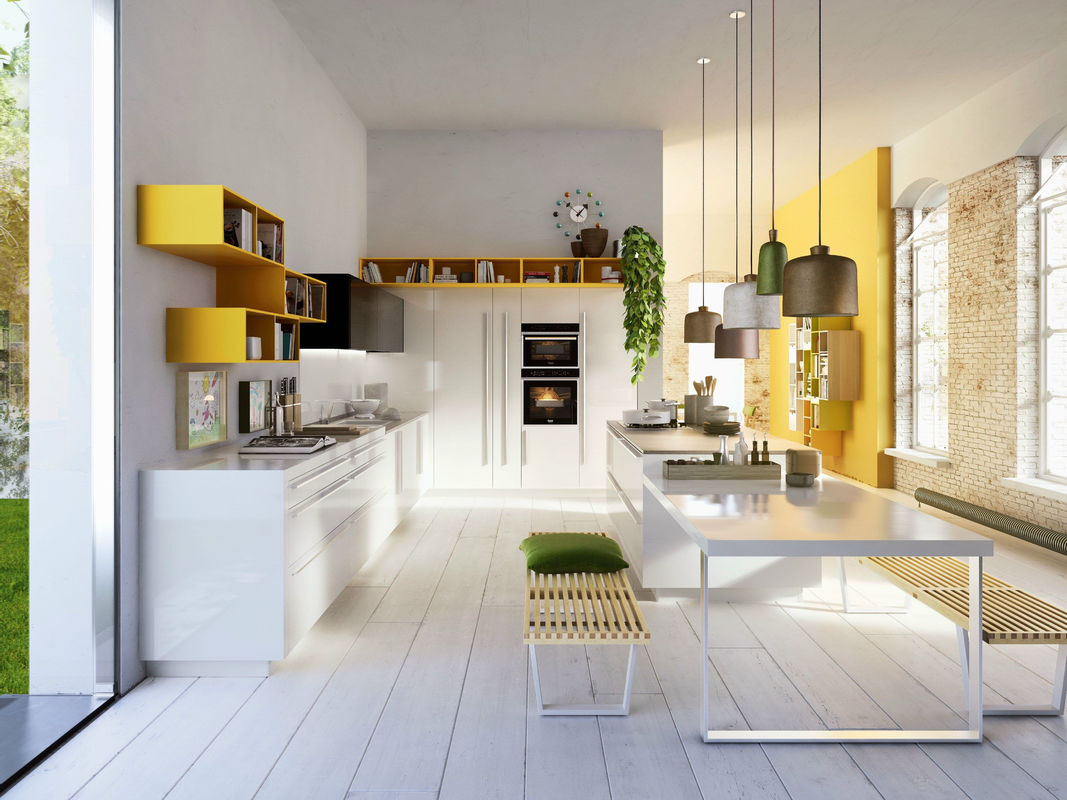 Blum Hardware and Veneer Finish YALIG Smart Wood Shaker Gabinete de cozinha para apartamento