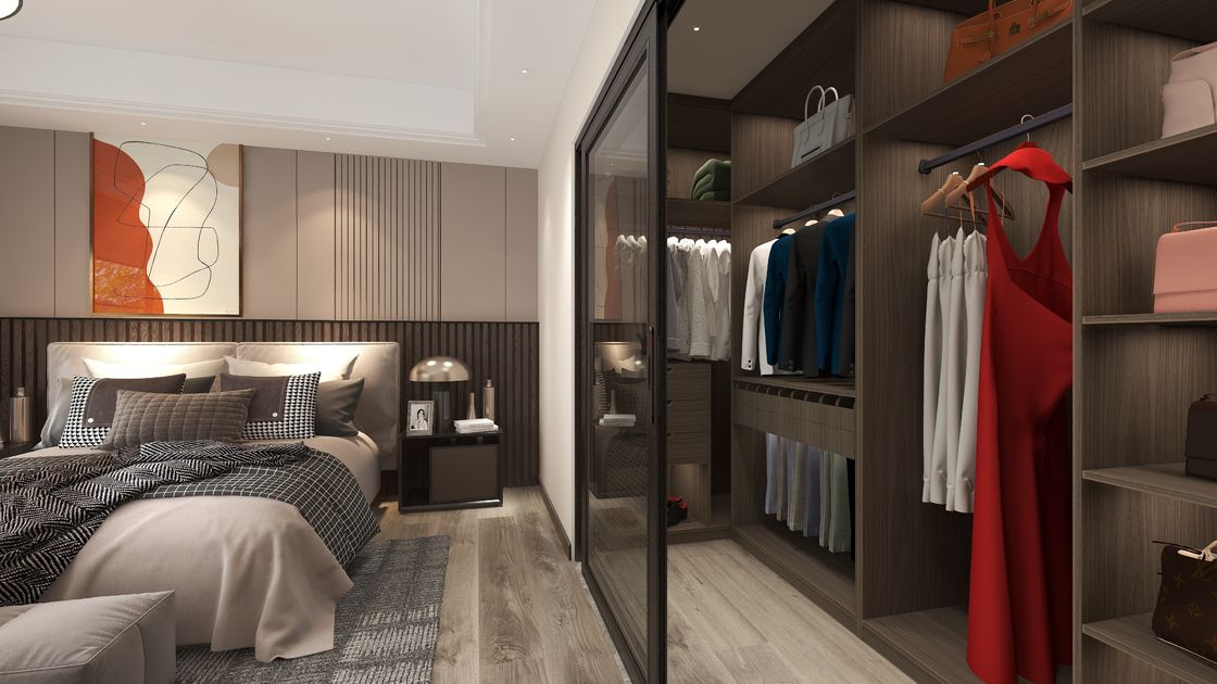 Design personalizado PANEL estilo madeira guarda-roupa quarto armazenamento guarda-roupa para apartamento de hotel