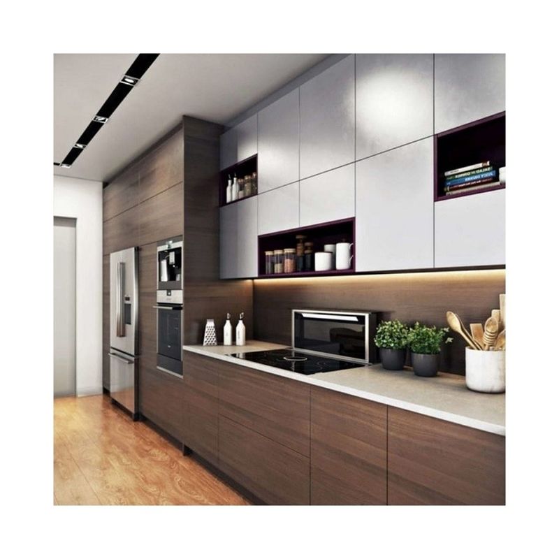 Blum Caixa Equipado Dimensão Personalizada Luxo Design Moderno Armário de Parede de Cozinha Impermeável
