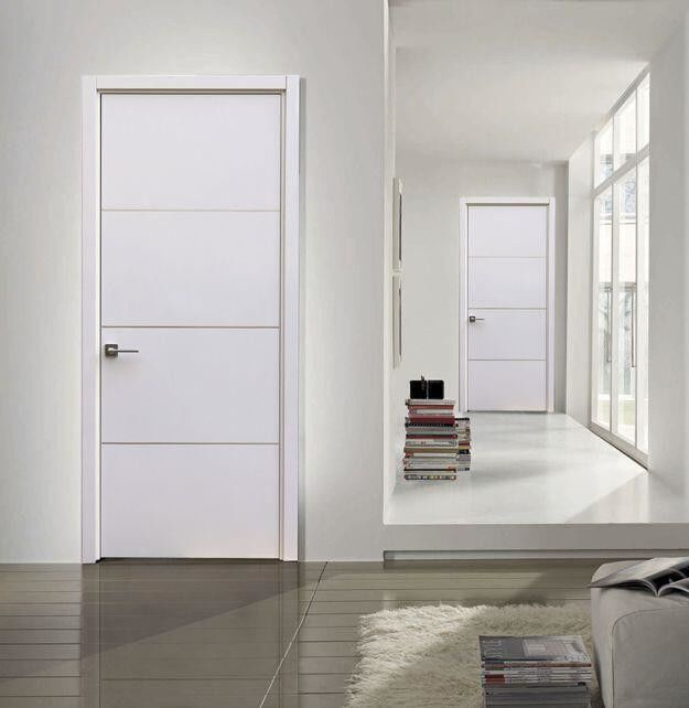 Portas interiores de madeira maciça para casas em design contemporâneo