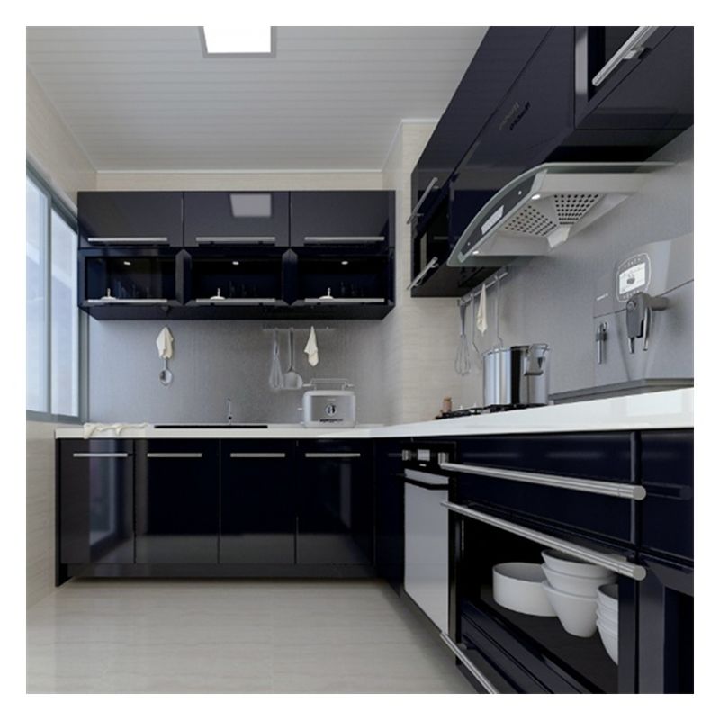 Armário de cozinha equipado com um design e acessórios modernos