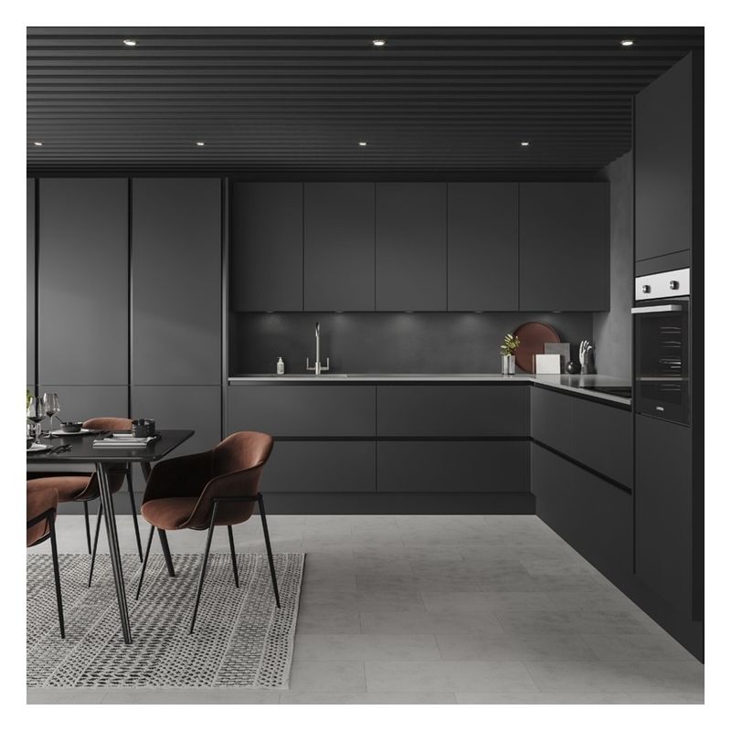 Armário de cozinha equipado com um design e acessórios modernos