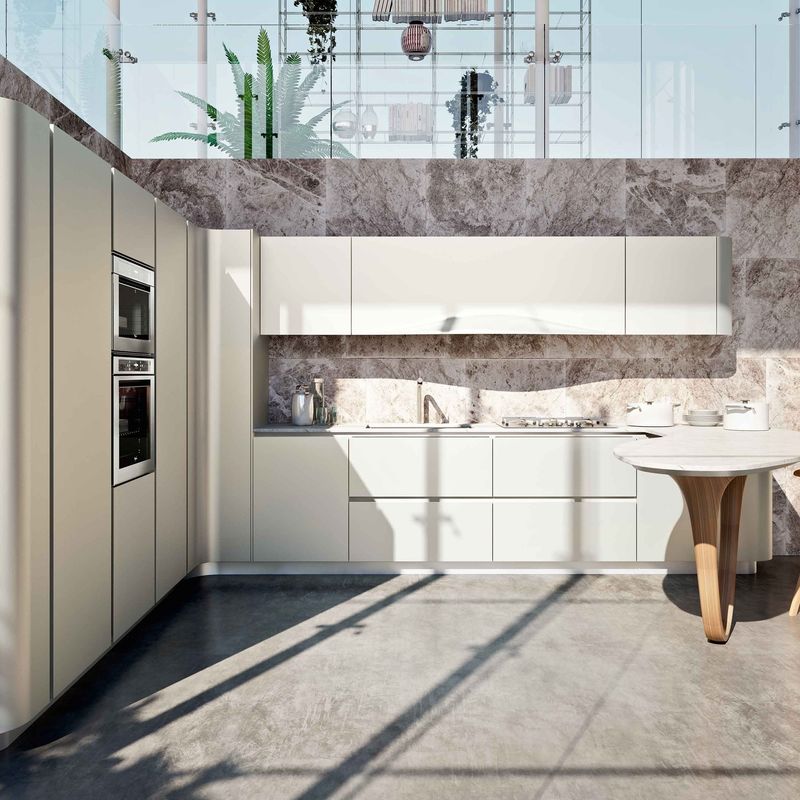 Blum Drawer Modern Design Madeira Sólida Armário de Cozinha Branco Mobiliário para Cozinha de Luxo