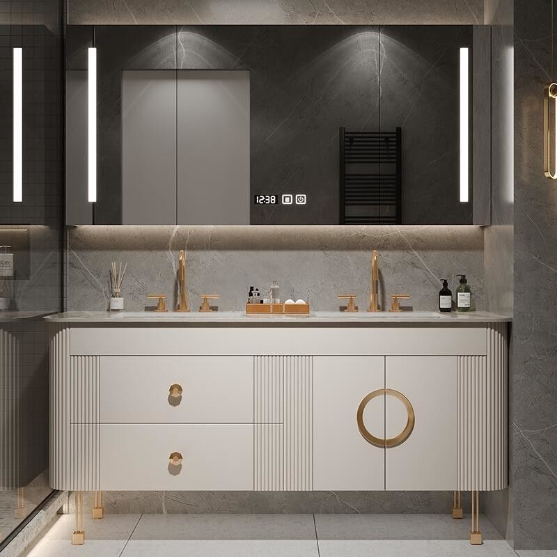 Largura personalizada PVC/Porta de laca acabamento estilo americano banheiro de vaidade para casa moderna