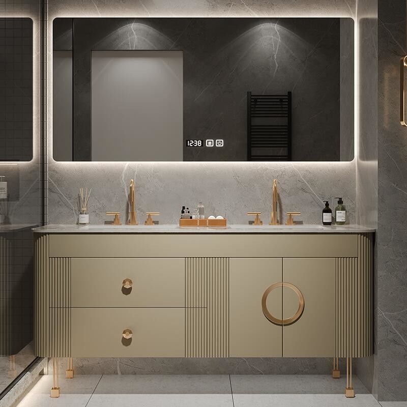 Largura personalizada PVC/Porta de laca acabamento estilo americano banheiro de vaidade para casa moderna