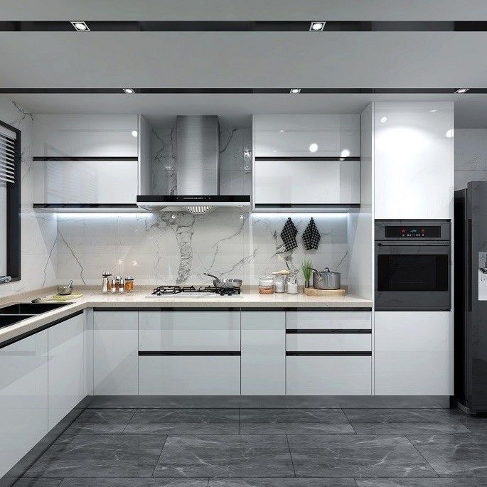 Armários de cozinha modulares completos para apartamentos estilo europeu luxo e tamanho personalizado