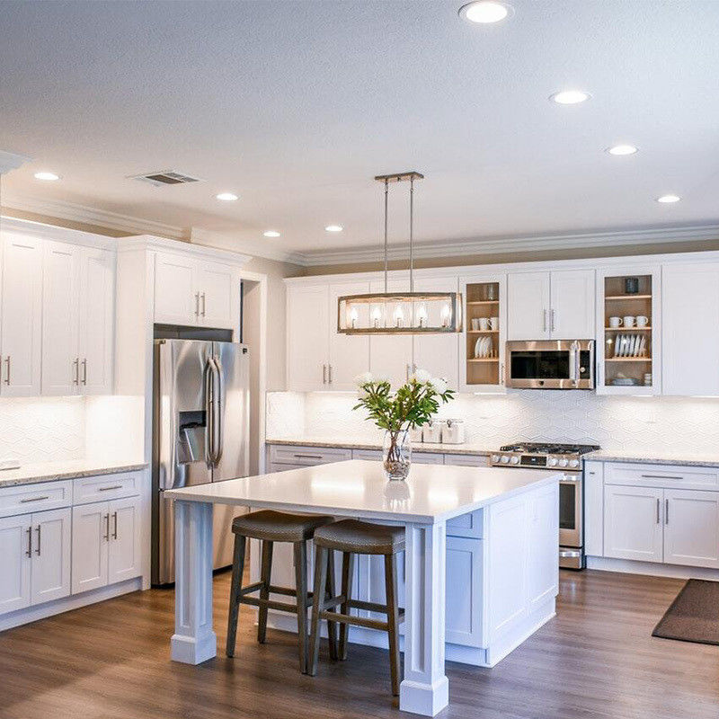 Armários de cozinha modulares completos para apartamentos estilo europeu luxo e tamanho personalizado