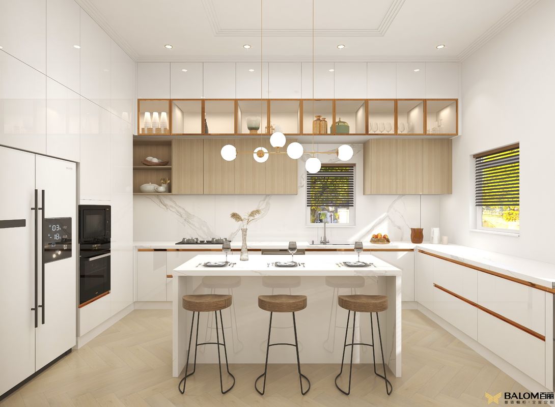 Tamanho personalizado Mobiliário italiano Cozinha inteligente Armários de parede para estilo de design moderno
