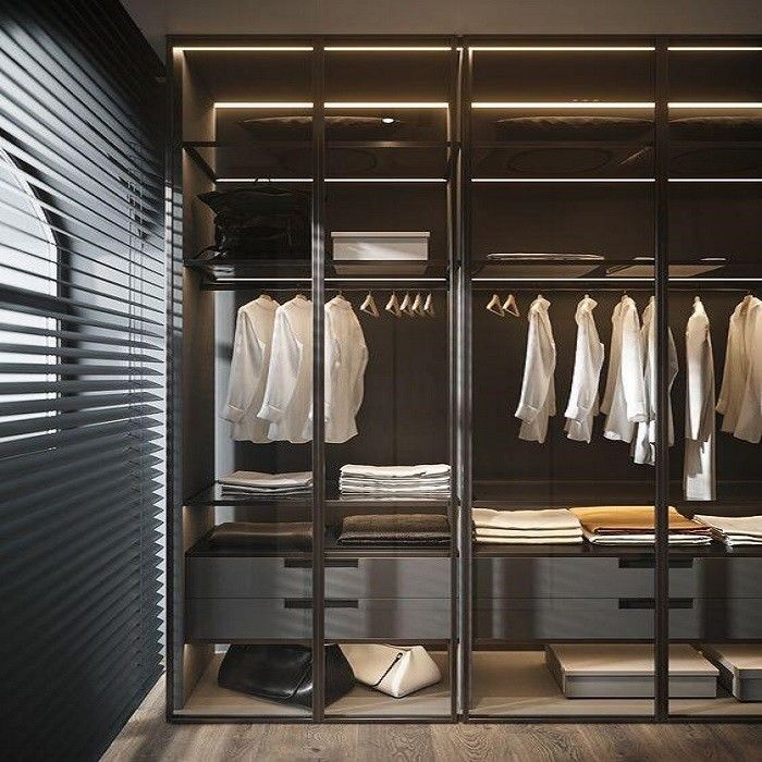 End MR HDF Guarda-roupa de tabuleiro para armário de luxo Walk-in na personalização de quarto moderno