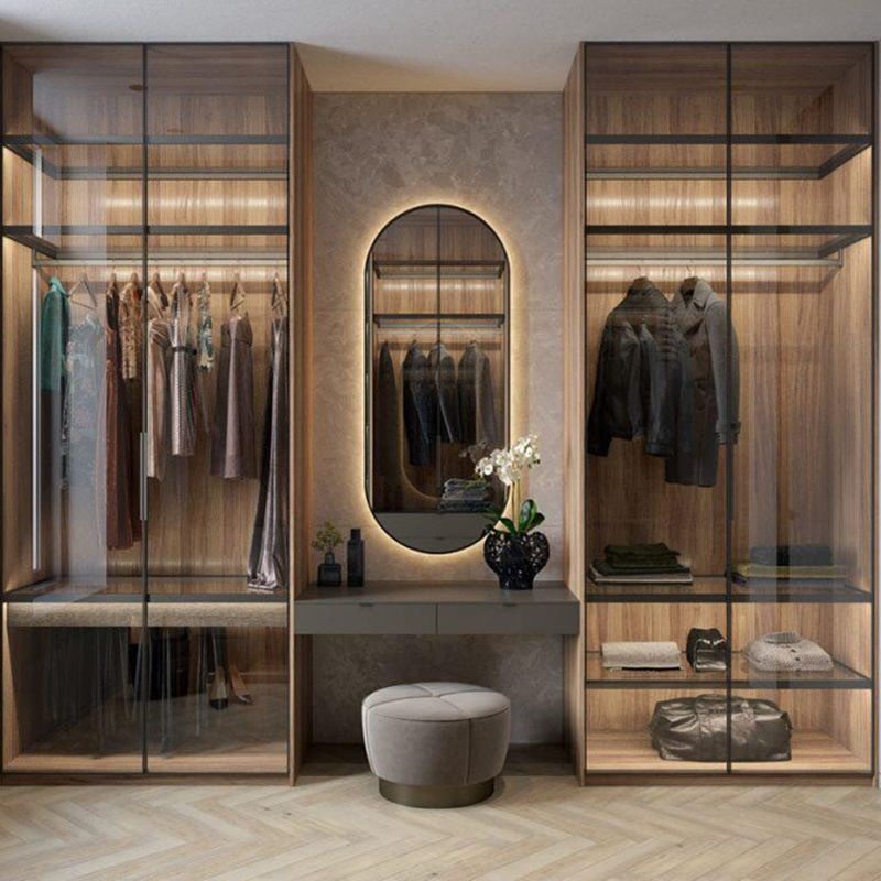 Guarda-roupa de madeira maciça com design contemporâneo