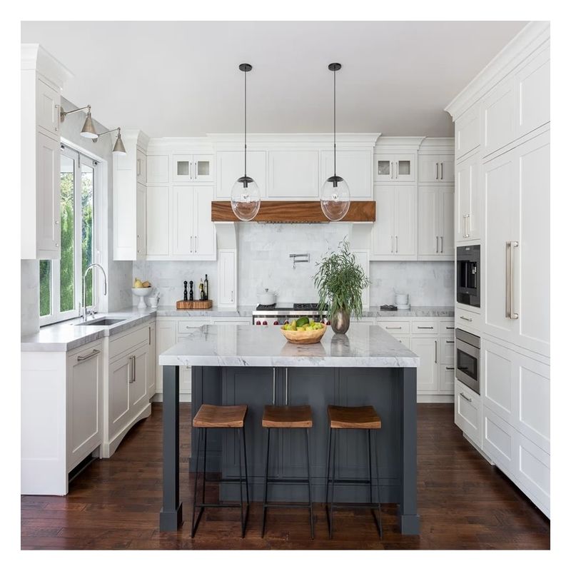 Armário de cozinha de apartamento com cor Ral personalizada e projeto CAD / 3D profissional