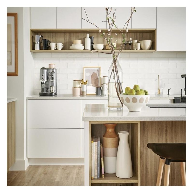 Armário de cozinha de apartamento com cor Ral personalizada e projeto CAD / 3D profissional