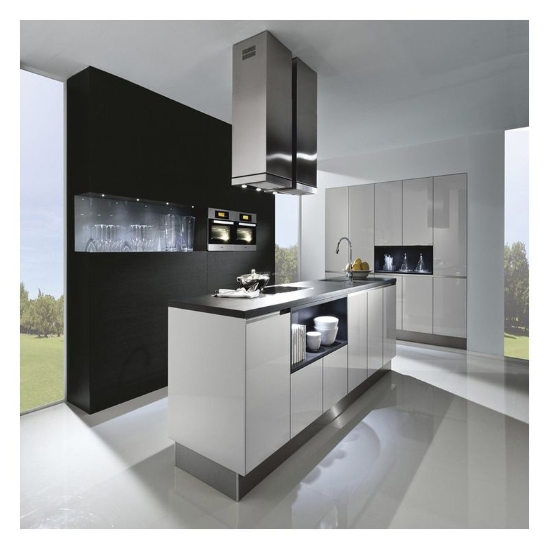 Armário de cozinha de apartamento com cor Ral personalizada e projeto CAD / 3D profissional