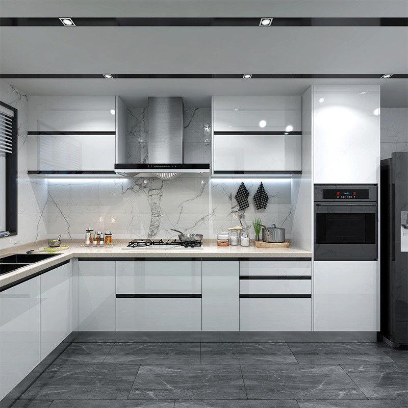 Armários de cozinha modulares de madeira impermeáveis de estilo europeu com tamanho personalizado