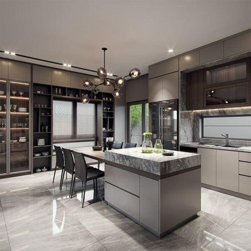 Armários de cozinha modulares de madeira impermeáveis de estilo europeu com tamanho personalizado