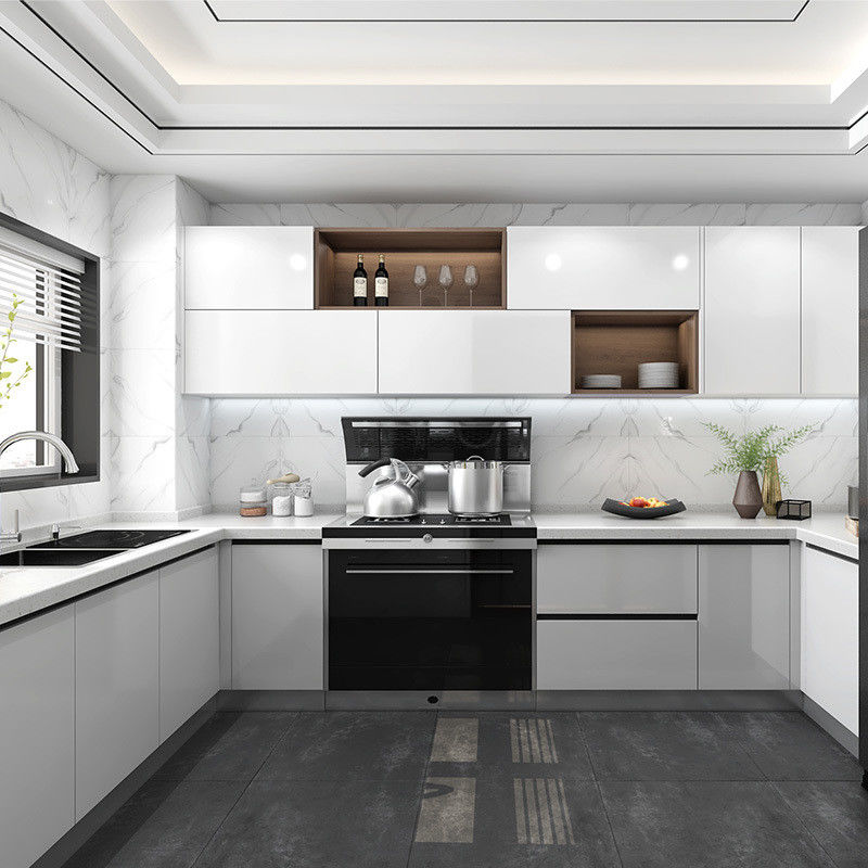Armários de cozinha modulares de madeira impermeáveis de estilo europeu com tamanho personalizado