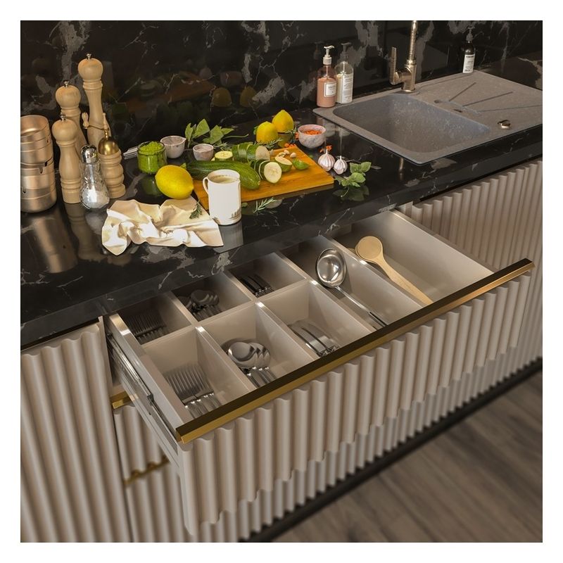 Armário de cozinha de grande capacidade com acabamento de laca fácil de limpar CAD / 3D livremente