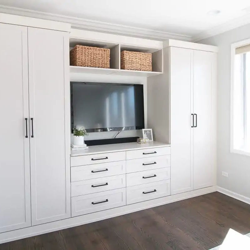 Conjunto de móveis modernos para o armário da parede do quarto Design incorporado e opções 2D / 3D