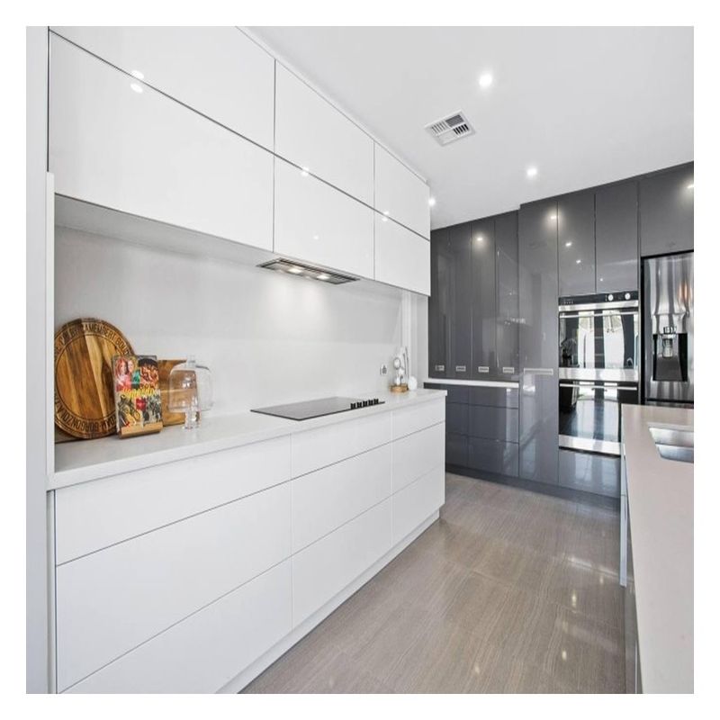 Cabine de cozinha de design moderno de alta qualidade com ilhas e acabamento brilhante