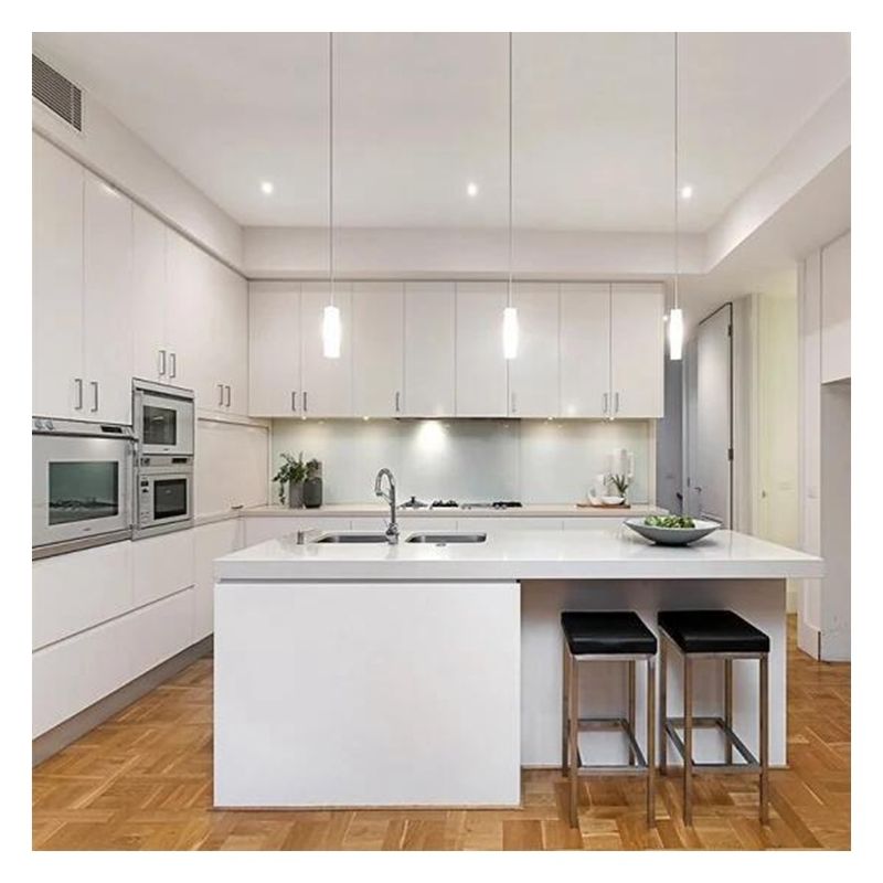 Cabine de cozinha de design moderno de alta qualidade com ilhas e acabamento brilhante