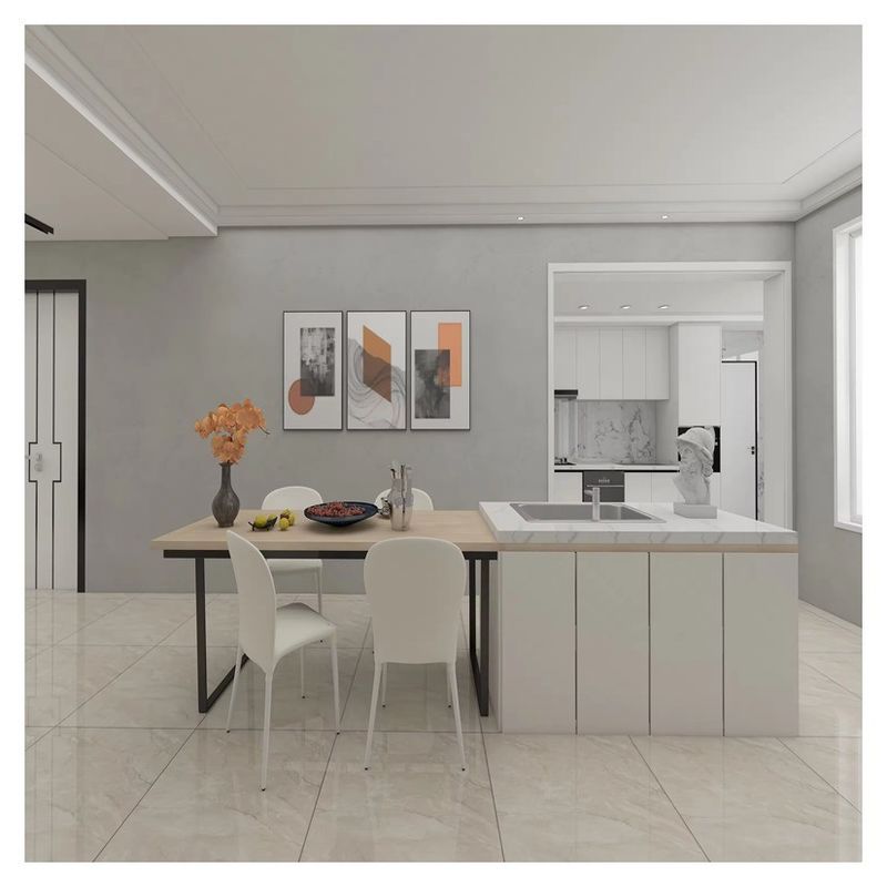 Conjunto de gabinetes de cozinha de PVC de cor branca personalizado para design moderno no mercado