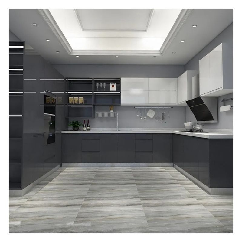 Fácil limpo Vantagem Personalização Armários de cozinha de estilo moderno brilhante para apartamento