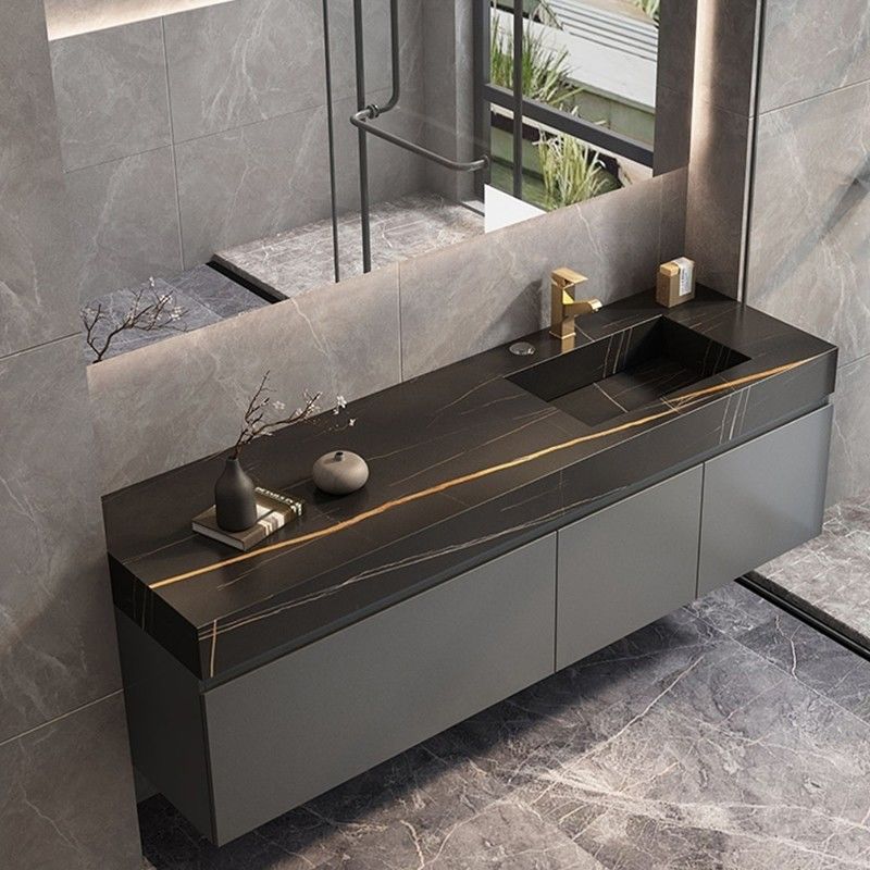 Hotel Banheiro Retangular Parede Montada Vaidade com Quartz Pedra Decoração de balcão