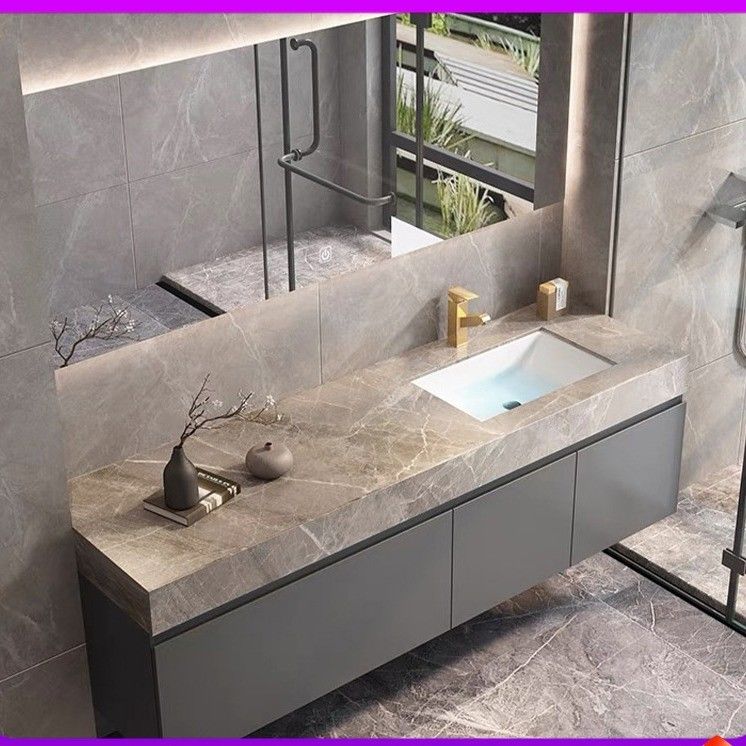 Hotel Banheiro Retangular Parede Montada Vaidade com Quartz Pedra Decoração de balcão