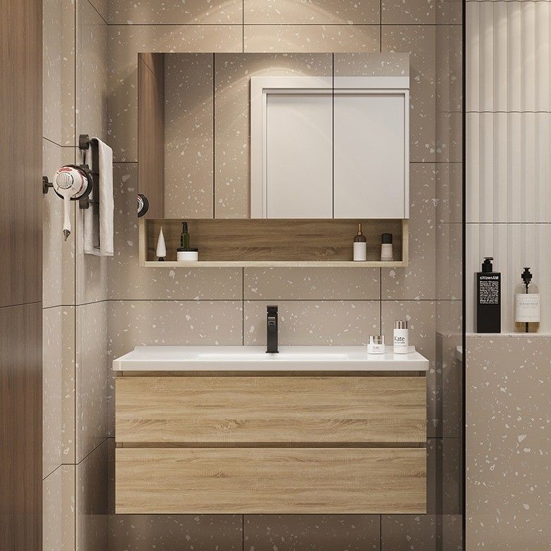 Moderno Euro estilo de madeira maciça Vaidade de banheiro autônomo com PVC / acabamento de porta de laca