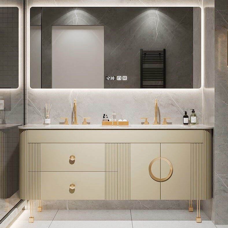 Material MR-MDF Autônomo Lava-louças duplas Modernas Vanidades de Banho Flutuantes para a baixa