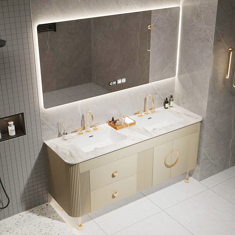 Material MR-MDF Autônomo Lava-louças duplas Modernas Vanidades de Banho Flutuantes para a baixa